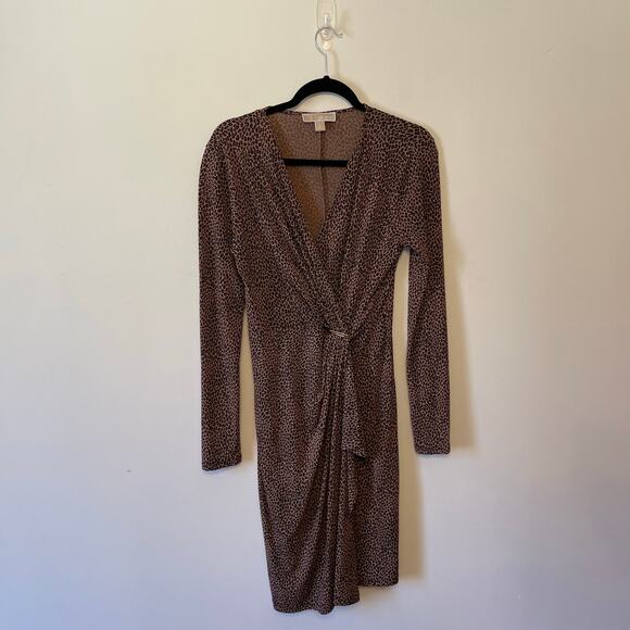 Michael Kors Dresses & Skirts - Michael Kors S midi dress bodycon Corpcore animal print brown black cheetah